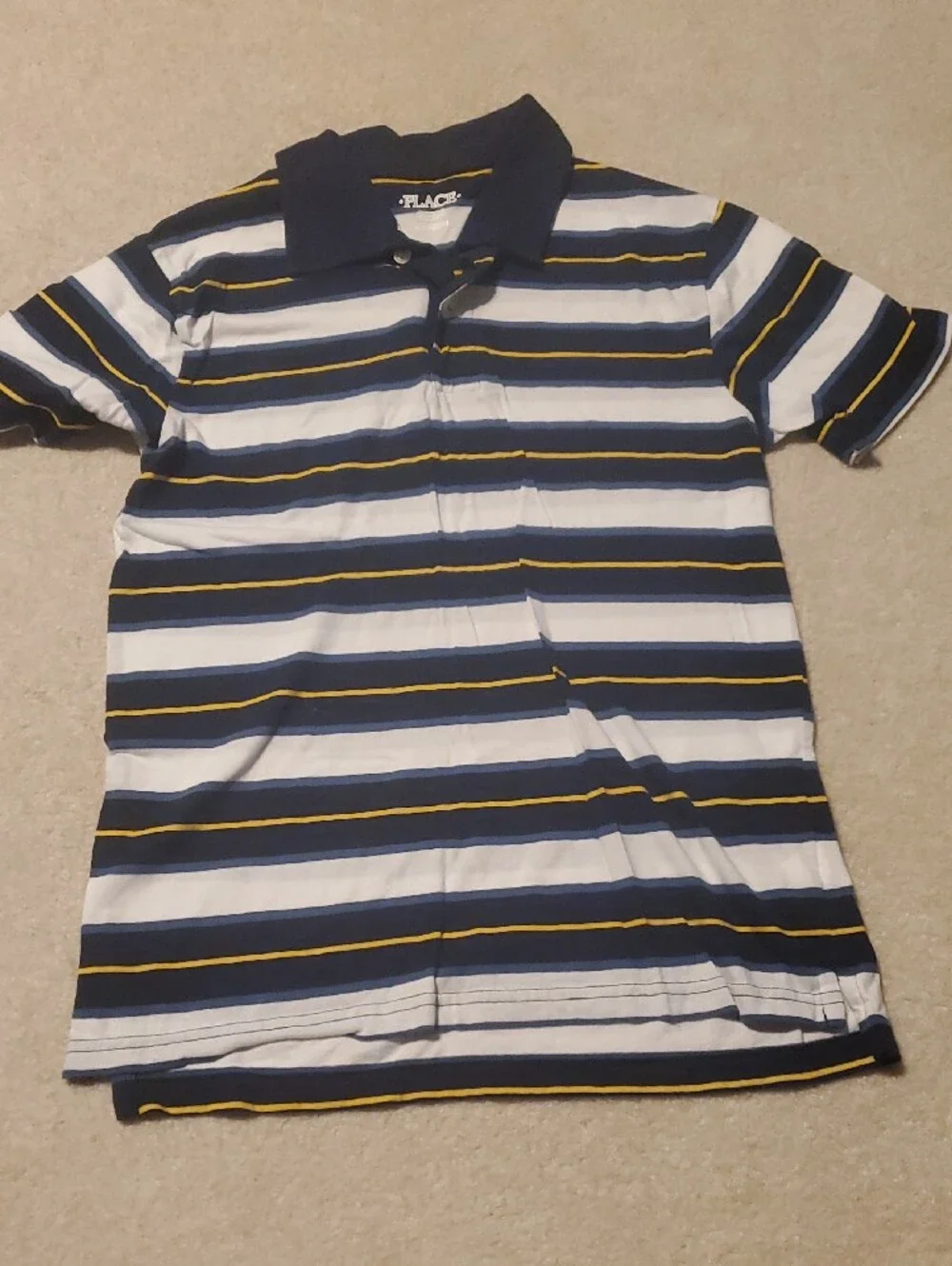 The Children's Place Boys' Green Polo Shirt with Navy Stripe Polo